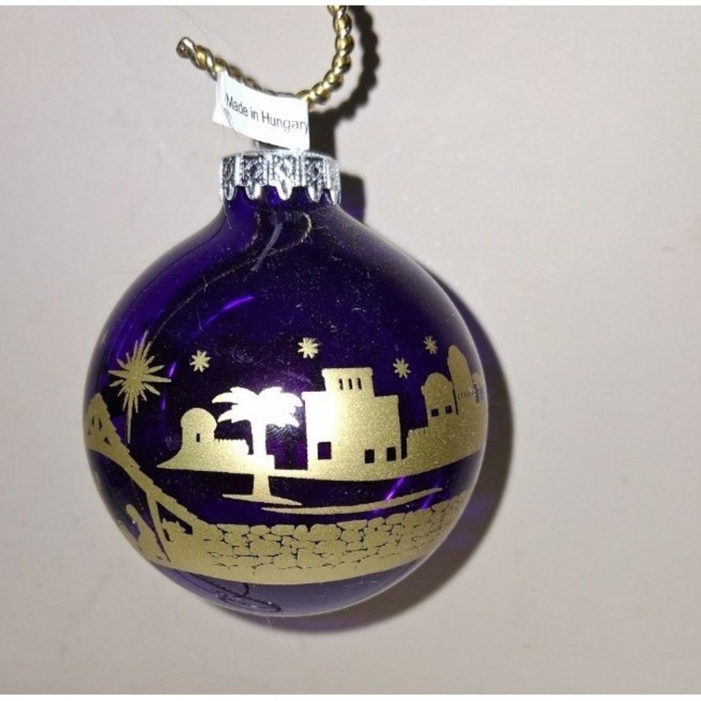 Bronner's Hungary Purple Glass Christmas Ornament Bethlehem Village 3.25"
